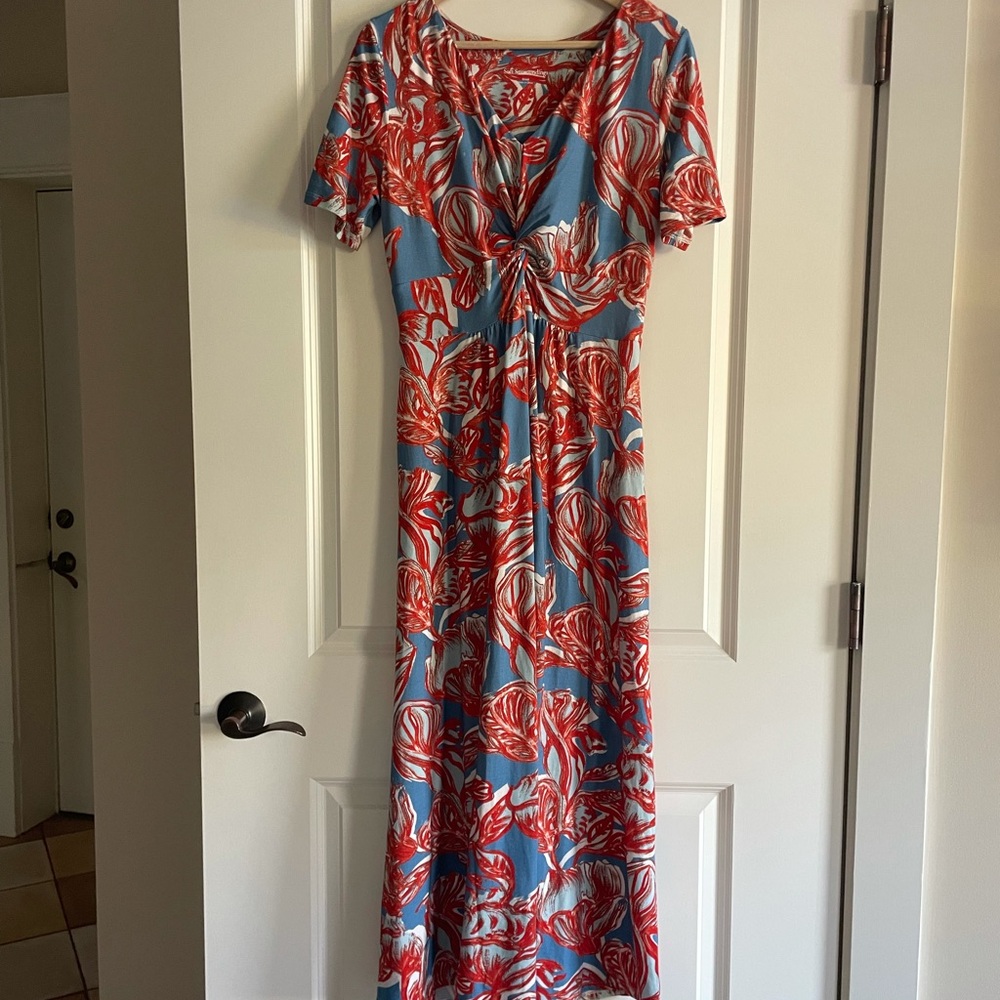 Soft Surroundings Blue and Red Floral Maxi Dress